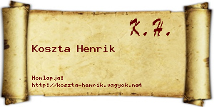 Koszta Henrik névjegykártya